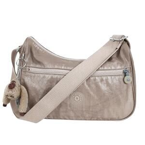 Kipling Sally Crossbody Metallic Gold Shoulder Bag Adjustable Monkey Keychain